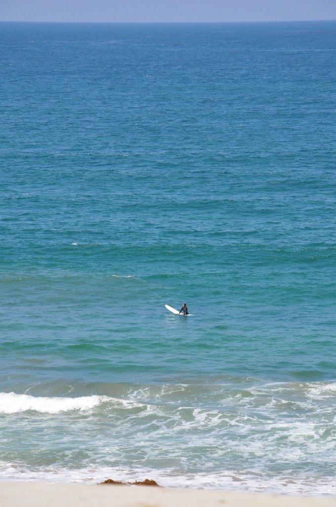 Surfer in water off Redondo Beach