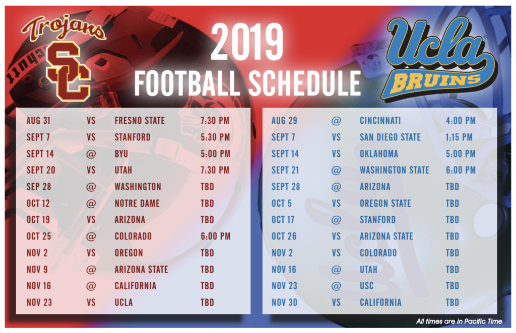 2019 USC and UCLA Football Schedule